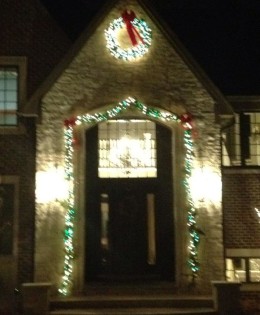 Lighted garland and wreath